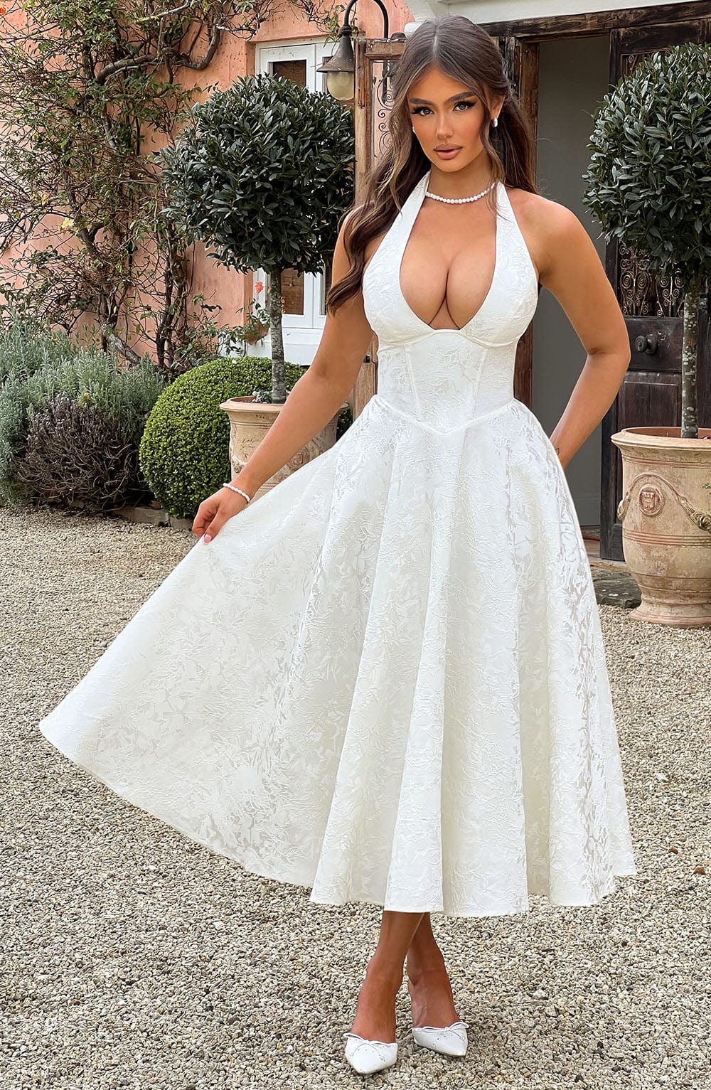 Esmeralda | Halter Sukienka Midi Bez Rękawów