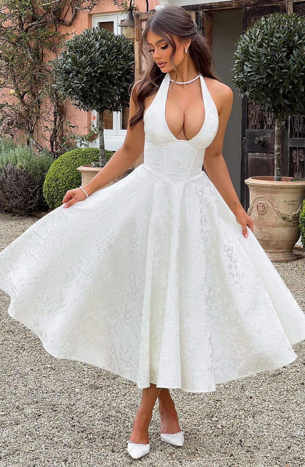 Esmeralda | Halter Sukienka Midi Bez Rękawów