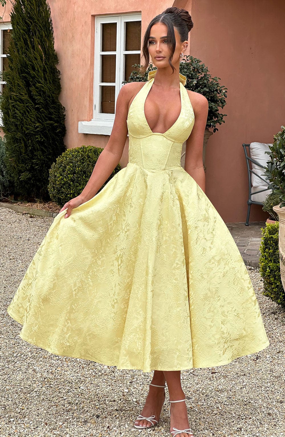 Esmeralda | Halter Sukienka Midi Bez Rękawów